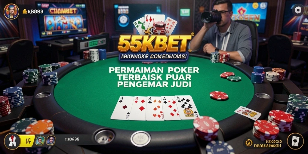Screenshot menampilkan gameplay poker yang mendebarkan di 55KBET.
