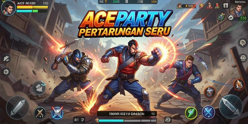 Tampilan gameplay seru selama pertarungan di ACEPARTY.