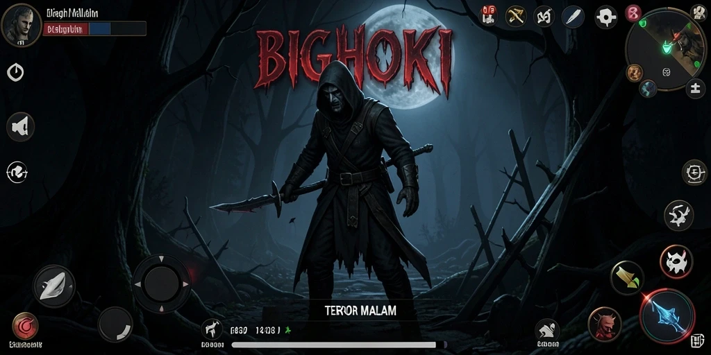 Tampilan grafik mendetail dan suasana menakutkan dalam BIGHOKI.