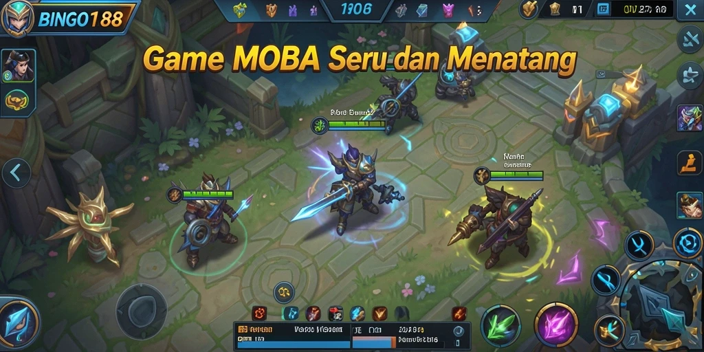 Tampilan aksi seru dalam game MOBA BINGO188.