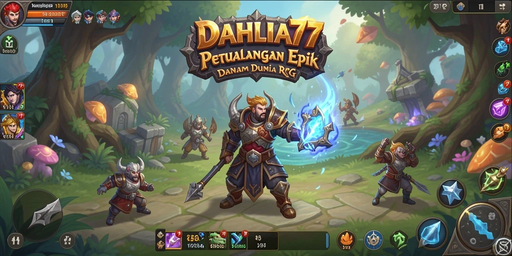 Screenshot gameplay DAHLIA77 menampilkan pertarungan epik dalam dunia fantasi.