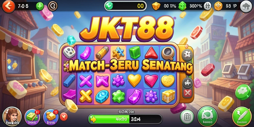 Tampilan gameplay JKT88 yang menarik dengan kombinasi permata warna-warni.