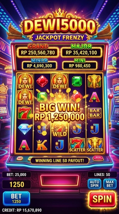 Tampilan utama aplikasi dewi5000 dengan berbagai pilihan aplikasi.